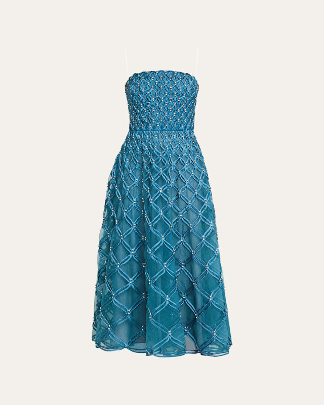 Xolani Strapless Embellished Midi Dress
